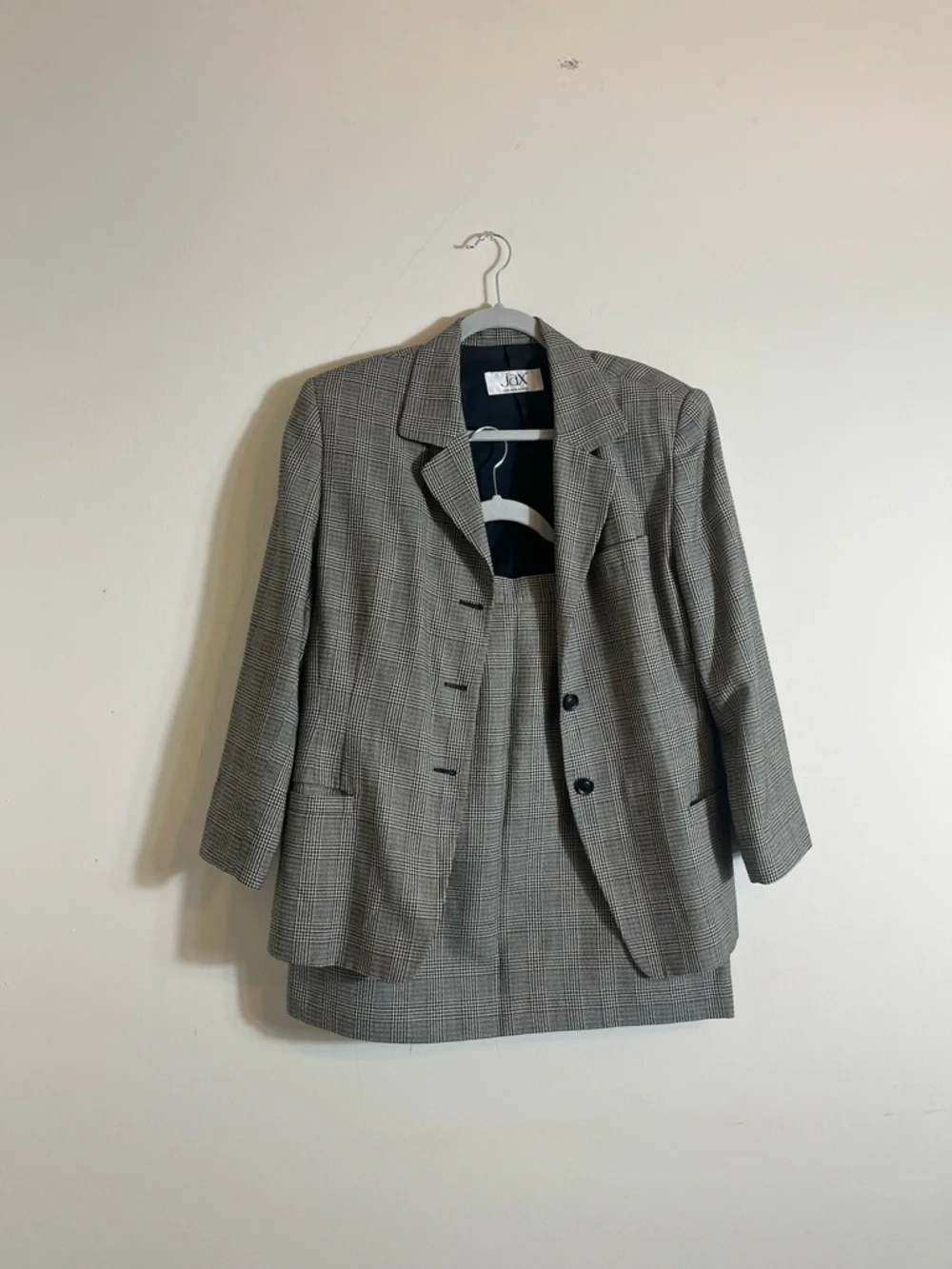 Vintage JAX Plaid Skirt‎ Suit Set Wool Blend Blazer Office Academia Women’s 14